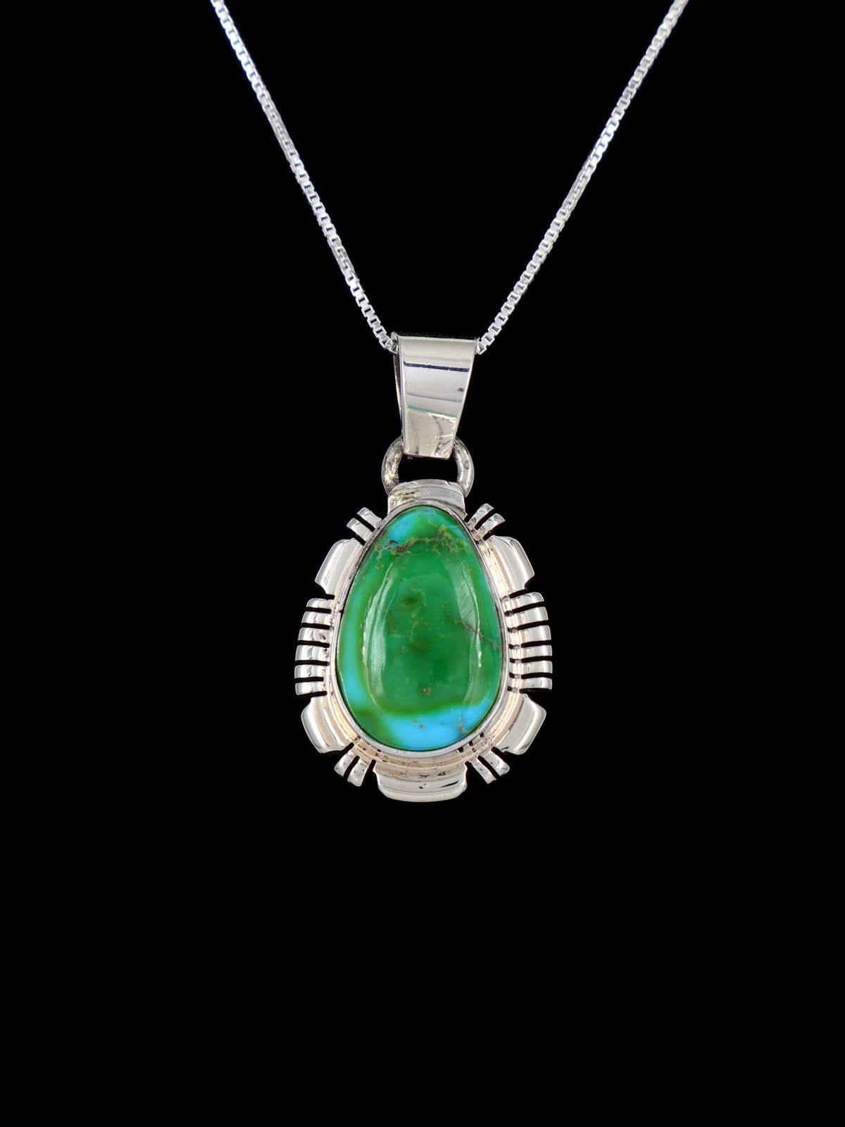 Native American Sonoran Gold Turquoise Sterling Silver Pendant