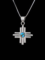 Joyería nativa americana colgante Zia turquesa de plata de ley