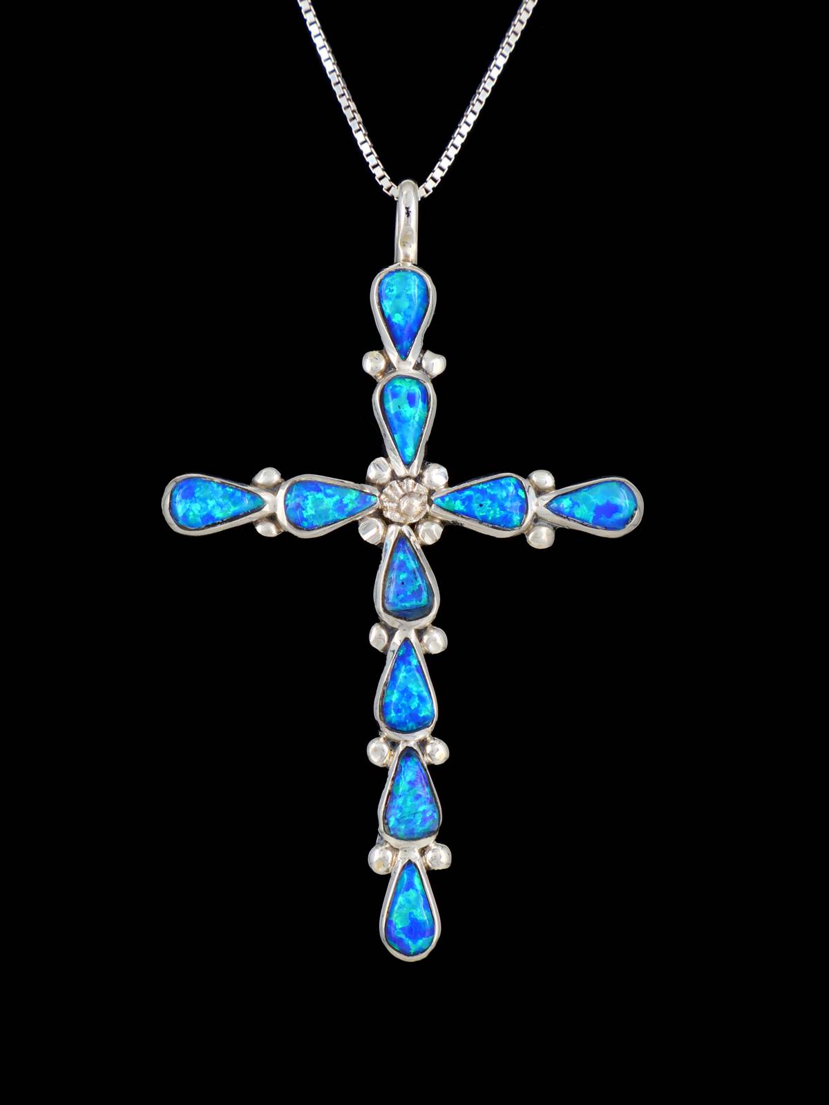 Pendentif collier croix Zuni en argent sterling