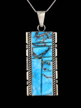 Navajo Sterling Silver Cobblestone Inlay Turquoise Pendant