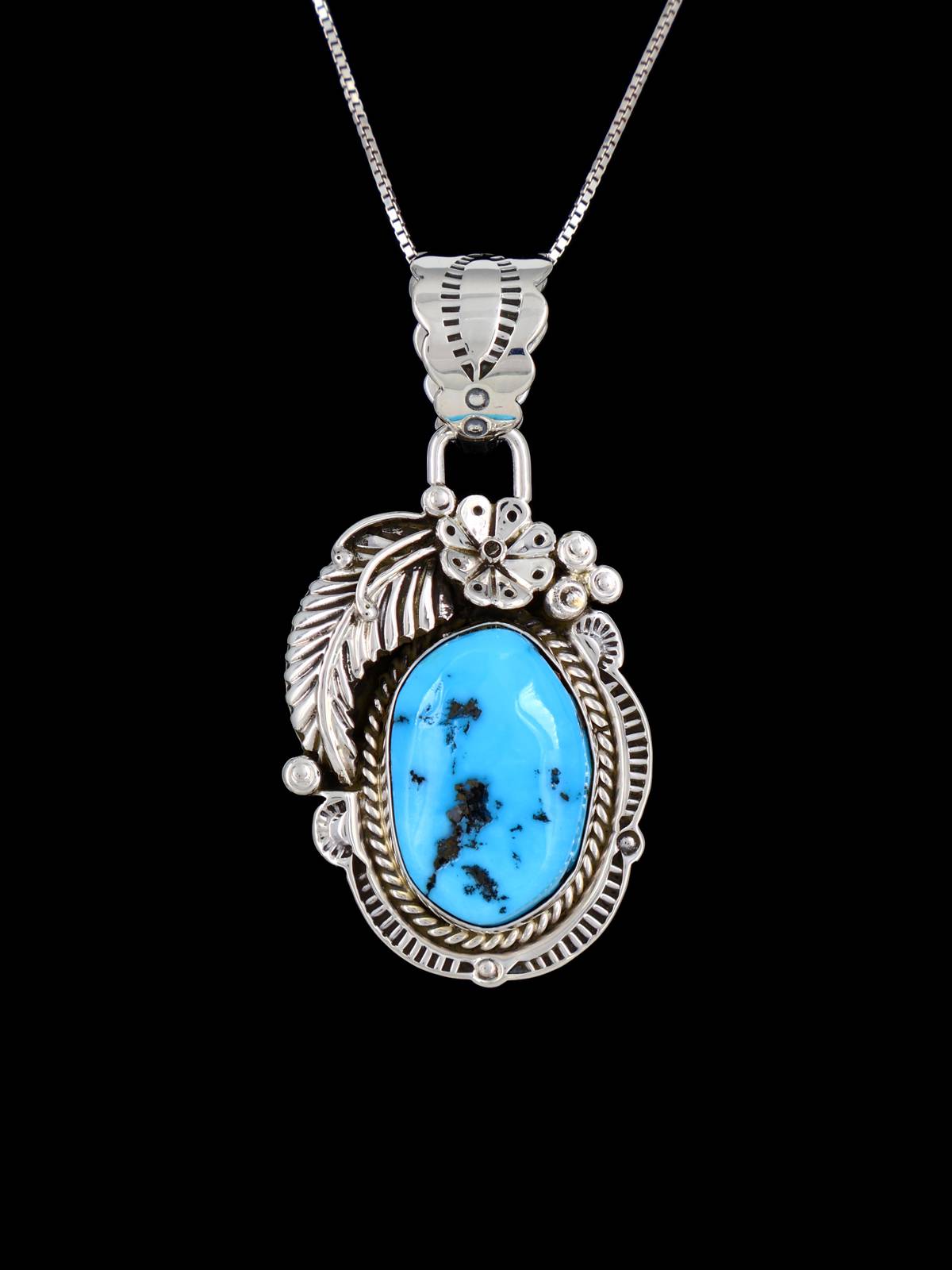 Navajo Sterling Silver Sleeping Beauty Turquoise Pendant