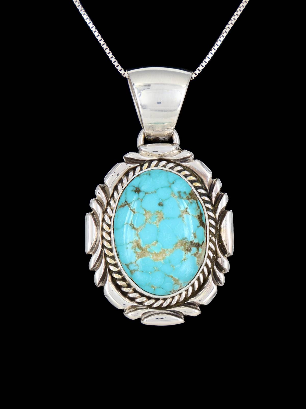 Native American Sterling Silver Number 8 Turquoise Pendant