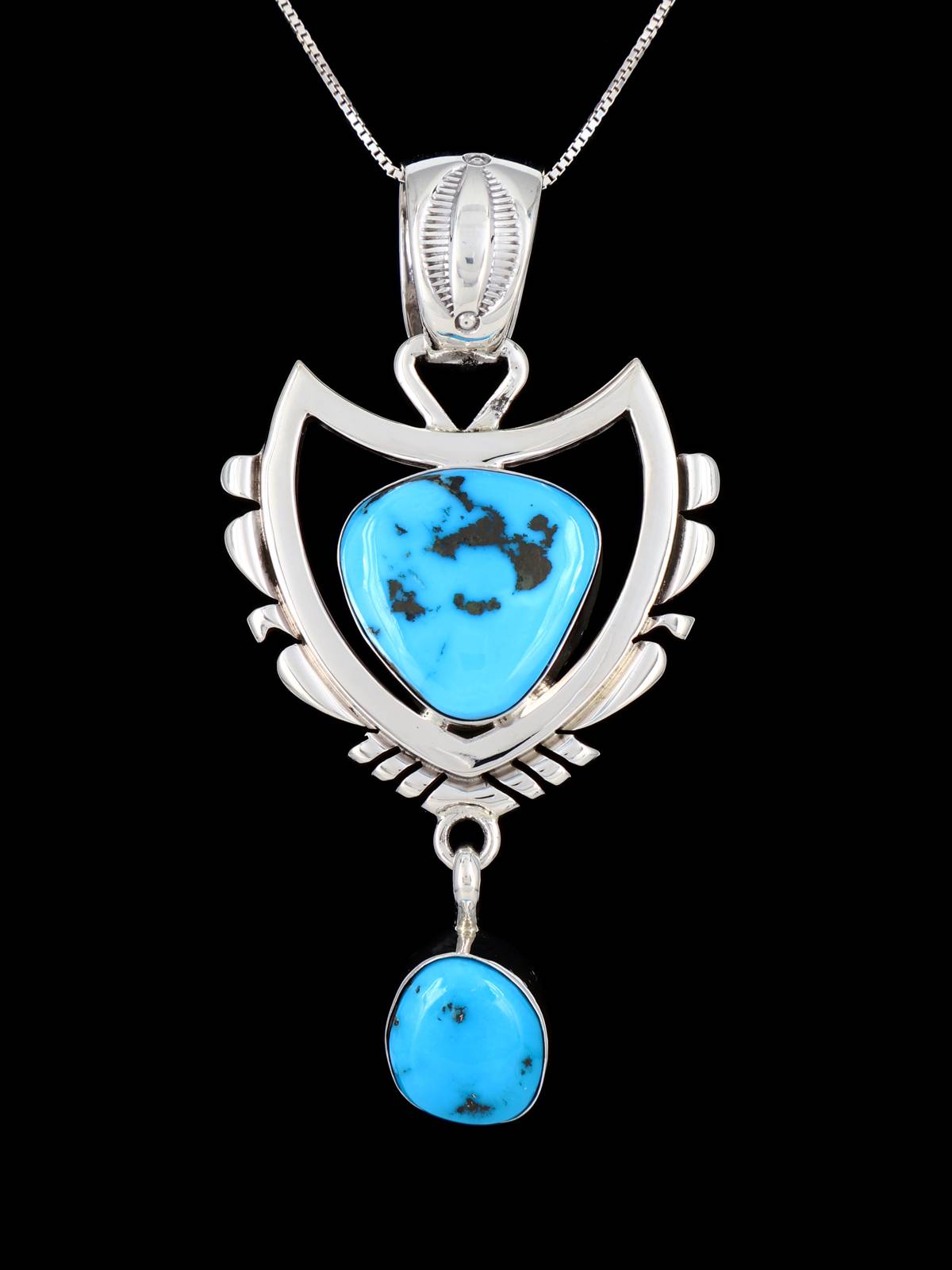 Native American Sterling Silver Sleeping Beauty Turquoise Pendant