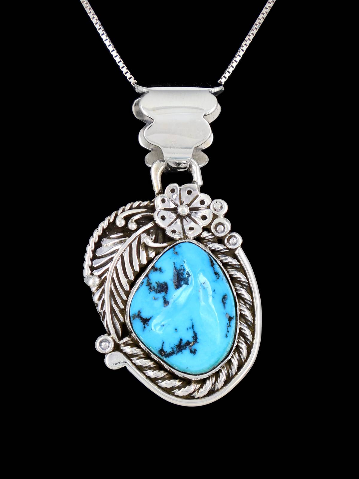 Navajo Sterling Silver Sleeping Beauty Turquoise Pendant