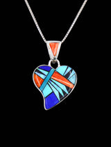 Native American Multistone Inlay Heart Pendant