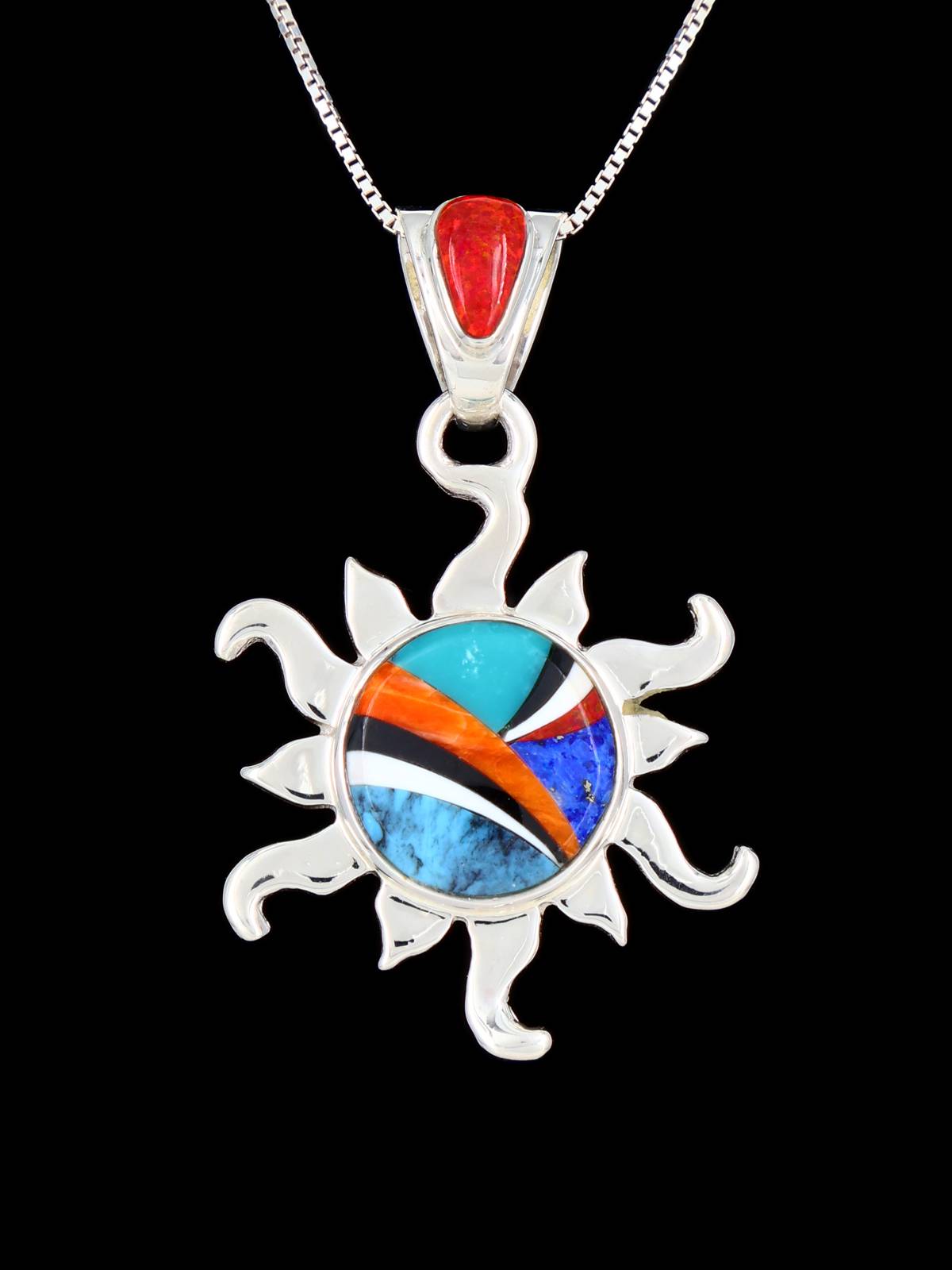 Native American Multistone Inlay Sun Pendant