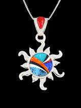 Native American Multistone Inlay Sun Pendant