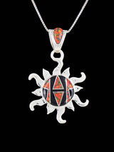 Native American Black Jade and Opalite Inlay Sun Pendant