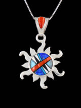 Native American Multistone Inlay Sun Pendant