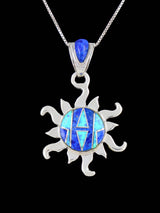 Native American Lapis and Opalite Inlay Sun Pendant