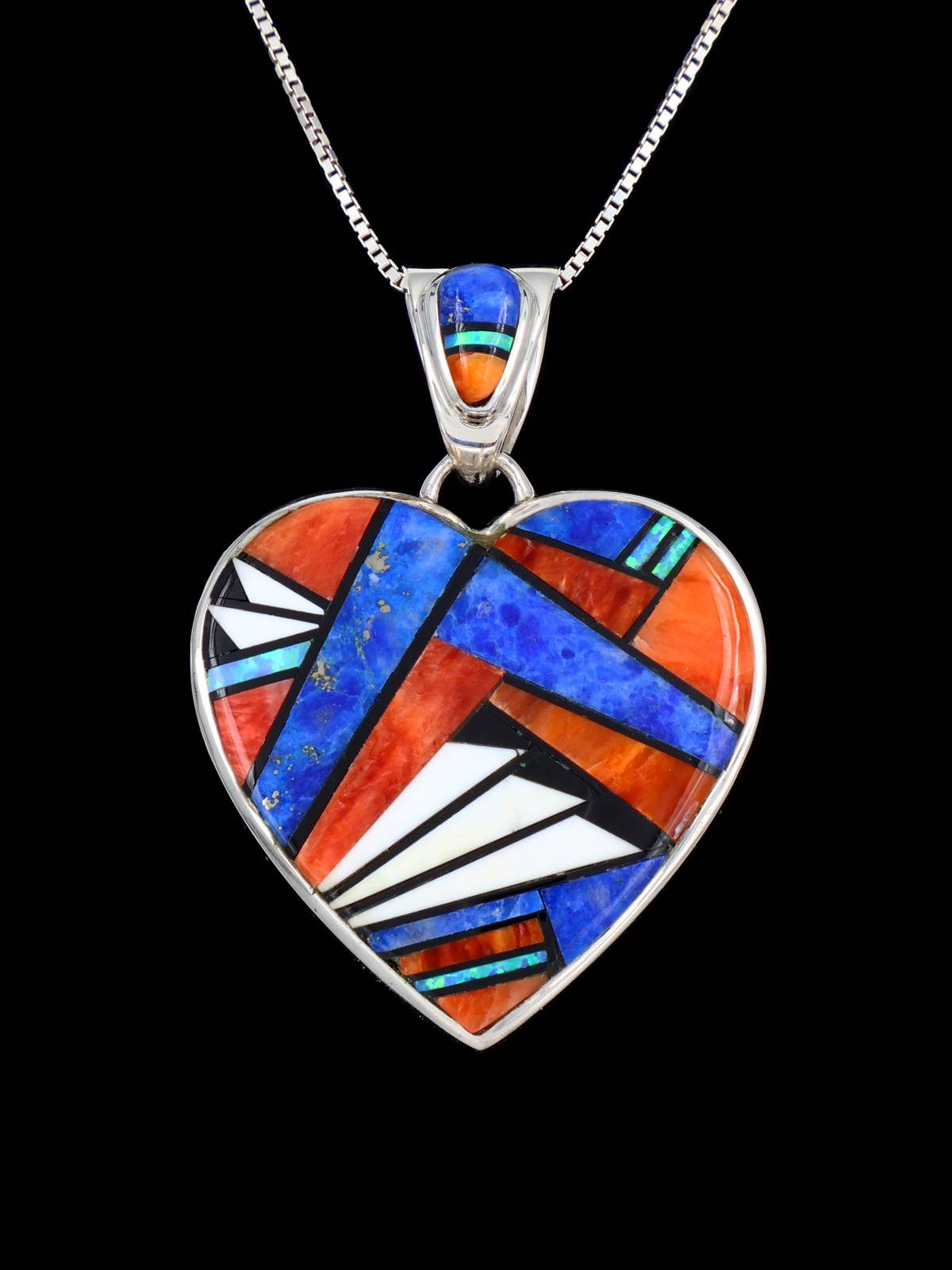 Native American Multistone Inlay Heart Pendant