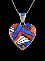 Native American Multistone Inlay Heart Pendant