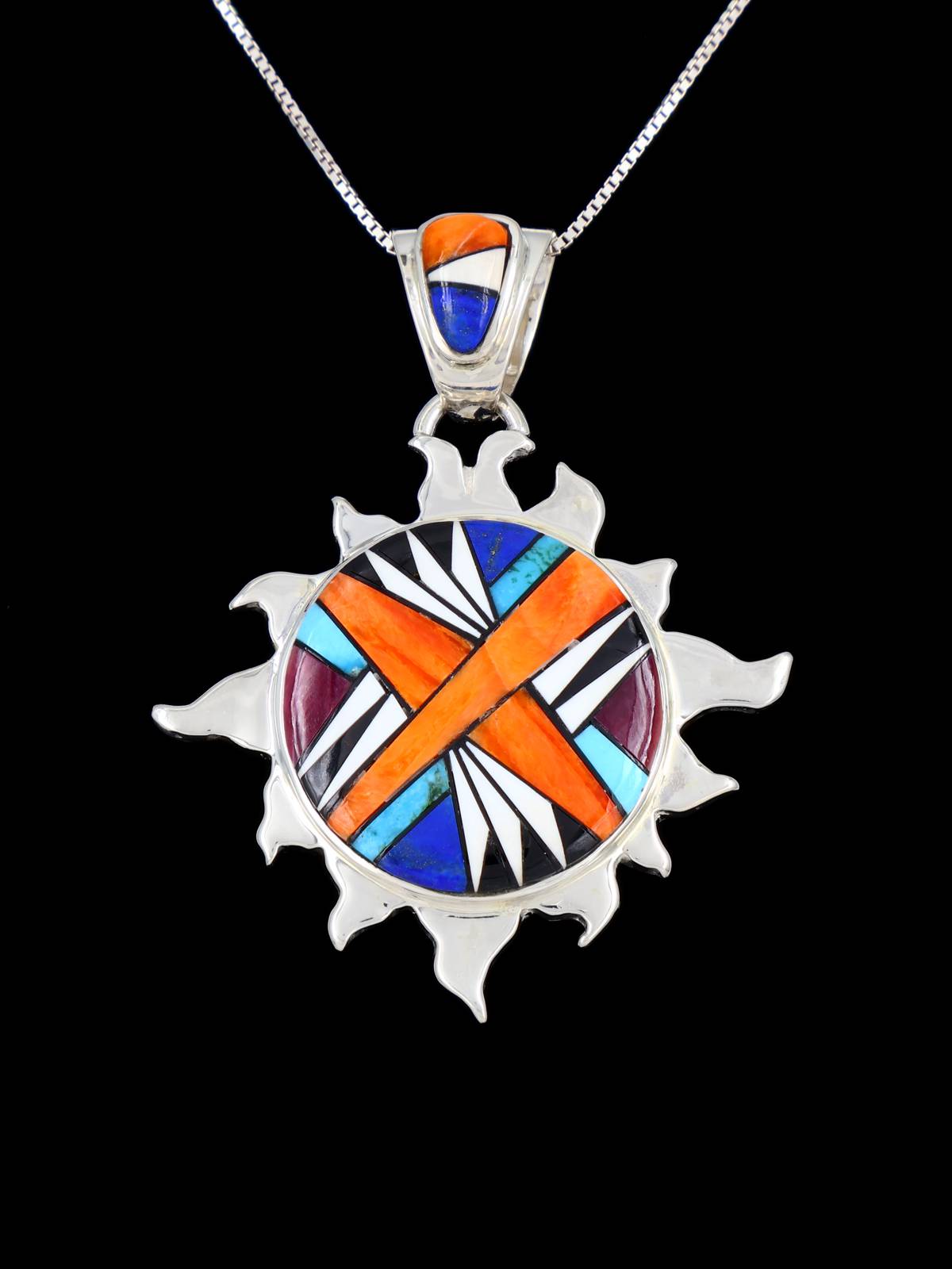 Native American Multistone Inlay Sun Pendant