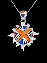 Native American Multistone Inlay Sun Pendant