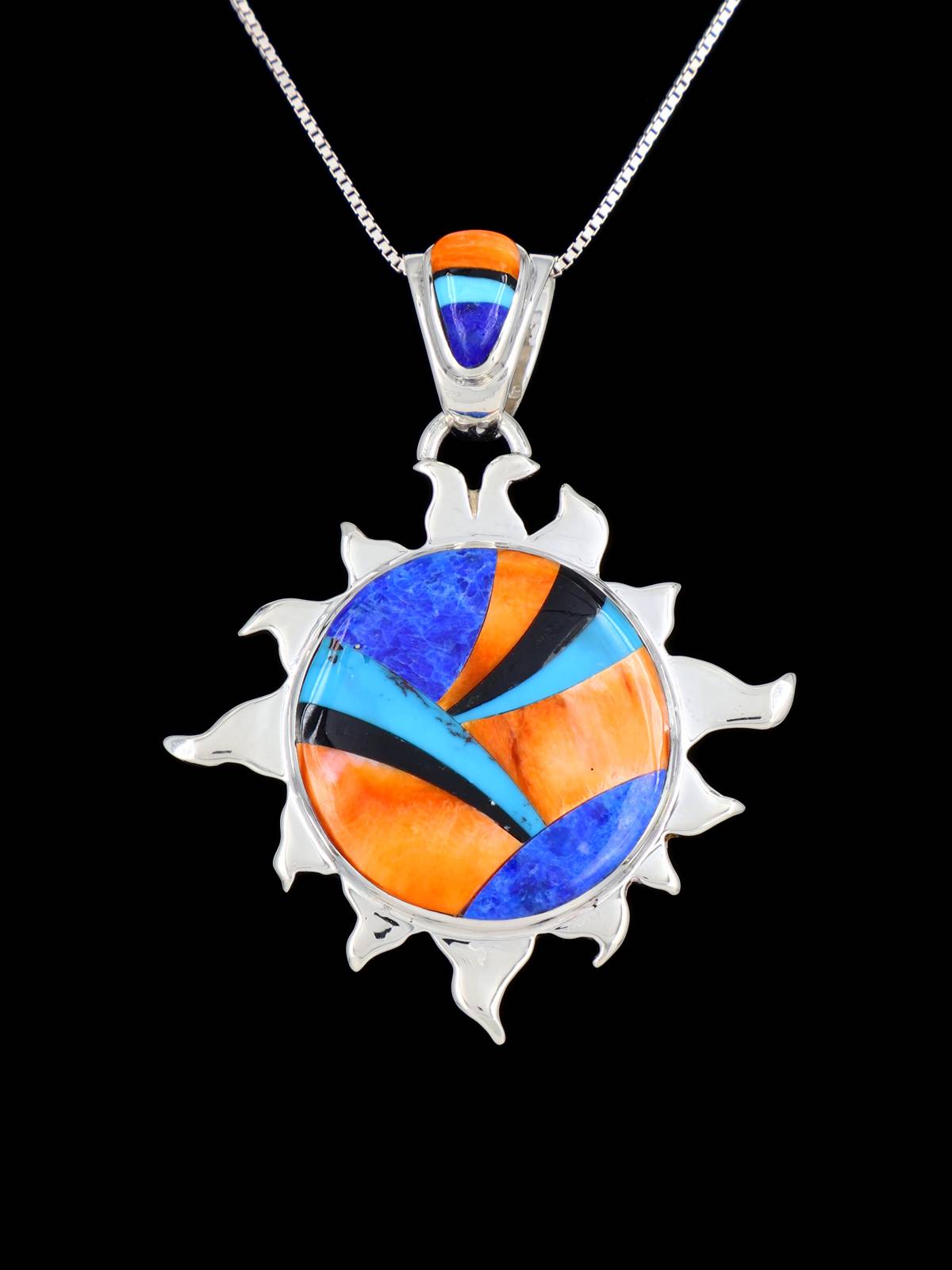 Native American Multistone Inlay Sun Pendant