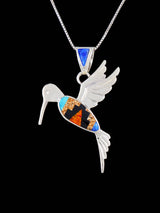 Native American Multi Stone Inlay Hummingbird Pendant