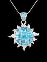 Native American Turquoise Inlay Sun Pendant