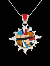 Native American Multistone Inlay Sun Pendant
