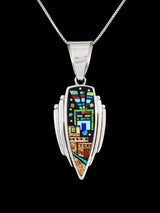 Navajo Sterling Silver Night Sky Yei Inlay Pendant