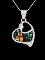 Native American Sterling Silver Inlay Night Sky Heart Pendant