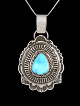 Turquoise Navajo Sterling Silver Sculpted Pendant