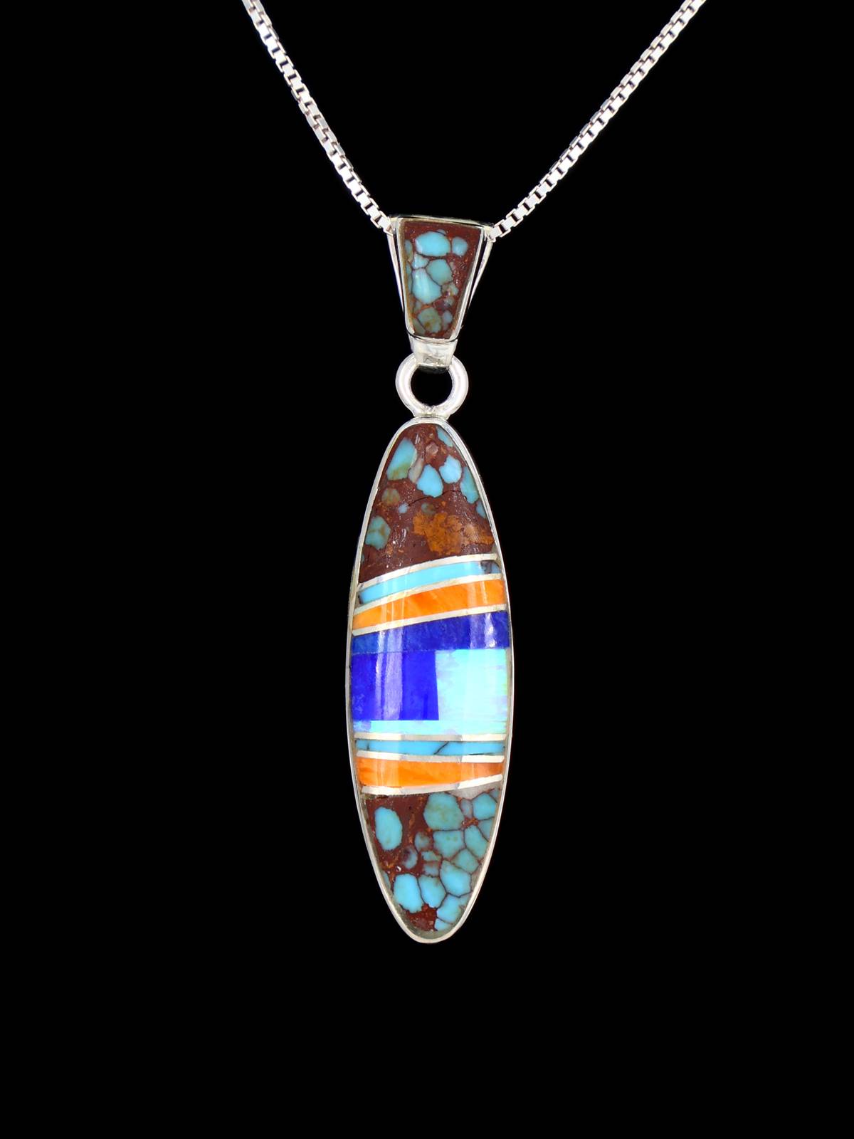 Native American Turquoise and Spiny Oyster Inlay Pendant