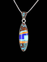 Native American Turquoise and Spiny Oyster Inlay Pendant