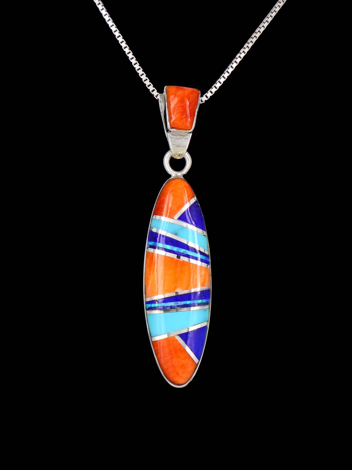 Native American Turquoise and Spiny Oyster Inlay Pendant