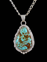 Native American Jewelry Sterling Silver #8 Turquoise Pendant