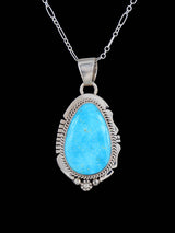 Native American Jewelry Sterling Silver Kingman Turquoise Pendant