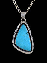 Native American Jewelry Sterling Silver Kingman Turquoise Pendant