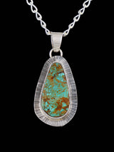 Native American Jewelry Sterling Silver #8 Turquoise Pendant