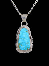 Native American Jewelry Sterling Silver Kingman Turquoise Pendant