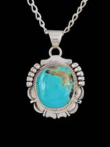Native American Jewelry Sterling Silver Turquoise Mountain Pendant