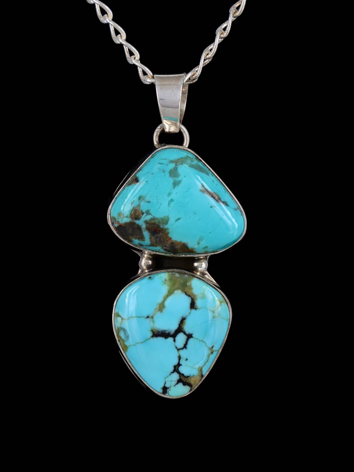 Native American Jewelry Sterling Silver #8 Turquoise Pendant