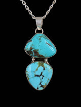 Native American Jewelry Sterling Silver #8 Turquoise Pendant