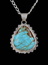 Native American Jewelry Sterling Silver #8 Turquoise Pendant