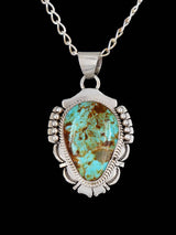 Native American Jewelry Sterling Silver Tyrone Turquoise Pendant
