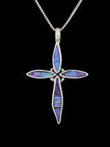 Native American Spiderweb Opal Cross Pendant