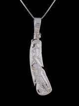 Navajo Sterling Silver Reversible Multistone Inlay Feather Pendant