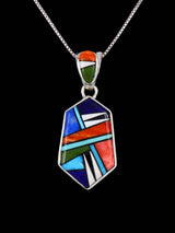 Colgante de cruz con incrustaciones de piedras múltiples Navajo