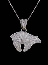 Native American Inlay Reversible Lapis and Spiny Oyster Bear Pendant