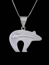 Native American Sterling Silver Blue Ice Inlay Medicine Bear Pendant