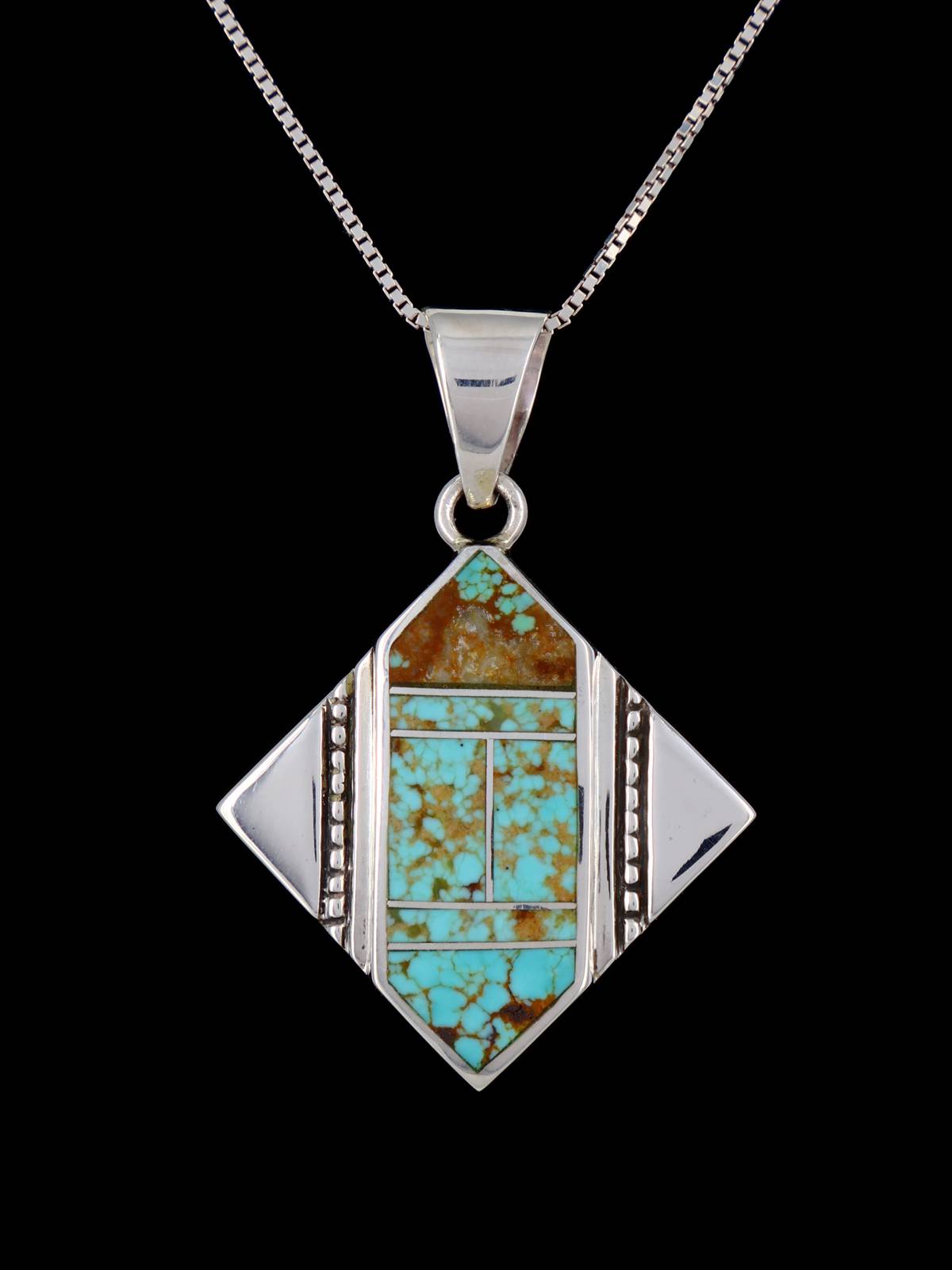 Navajo Sterling Silver Turquoise Inlay Pendant