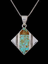 Navajo Sterling Silver Turquoise Inlay Pendant