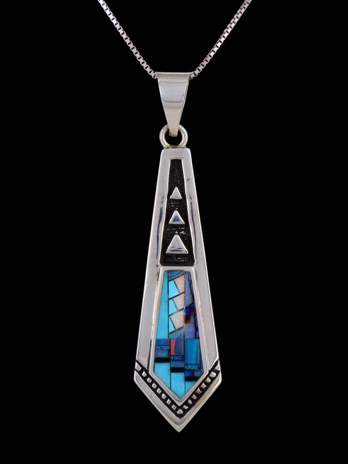 Native American Turquoise and Opalite Inlay Pendant