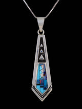 Native American Turquoise and Opalite Inlay Pendant