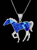 Native American Lapis and Opalite Inlay Horse Pendant
