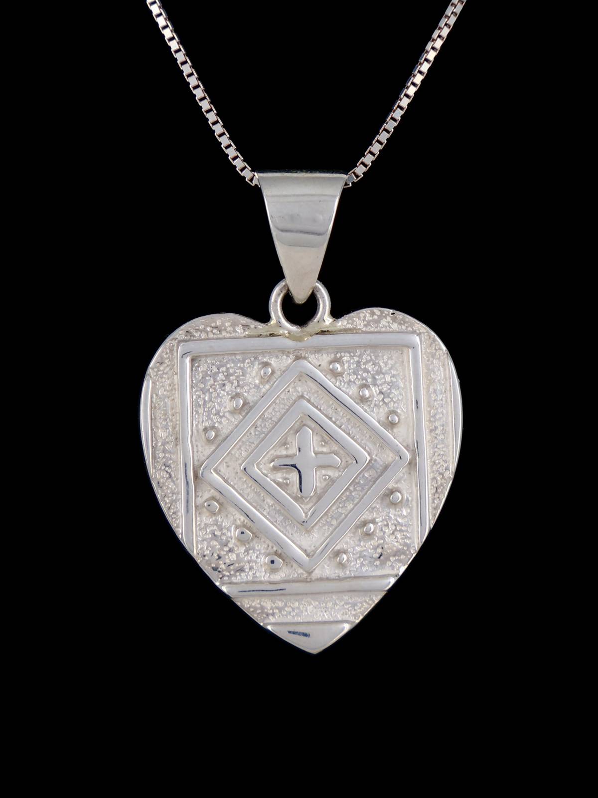 Native American Wooden Inlay Reversible Heart Pendant