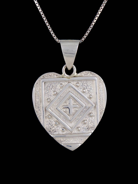 Native American Wooden Inlay Reversible Heart Pendant